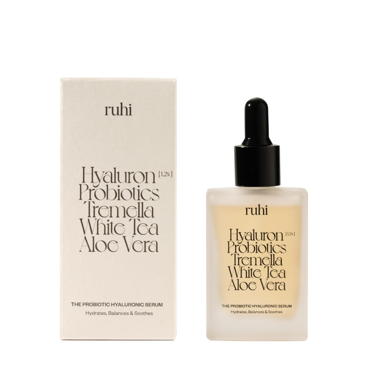 ruhi_Probiotic_Hyaluronic_Serum_30ml_Freisteller_Bottle_and_Box