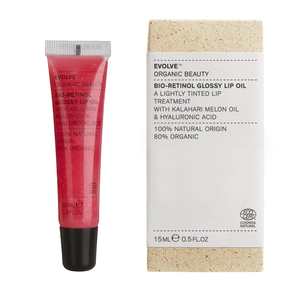Bio-RetinolGlossyLipOil15mlGrassPaperPackagingOnWhite.jpg Evolve Lip Gloss