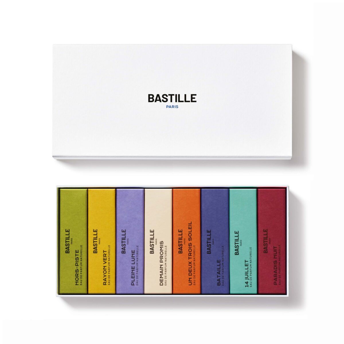 Coffret 8 Echantillons ouvert carré-lowres Bastille parfums discovery set